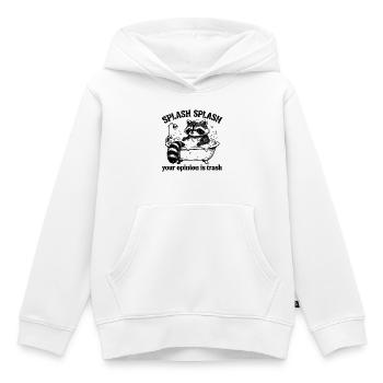 Raccoon - Splash Splash Your Opinion is Trash - Kids Premium Organic Hoodie - white - Front - AI Model Kid Female (0cm)