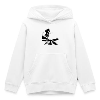 Point de vue du saut en descente en VTT - Conception de VTT - Sweat Premium à capuche enfant bio - blanc - Devant - AI Model Kid Female (0cm)