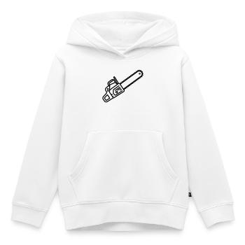 chainsaw - Kids Premium Organic Hoodie - white - Front - AI Model Kid Female (0cm)