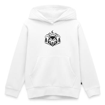 Emblème géométrique de la meute de loups : Chemise minimaliste du loup - Sweat Premium à capuche enfant bio - blanc - Devant - AI Model Kid Female (0cm)
