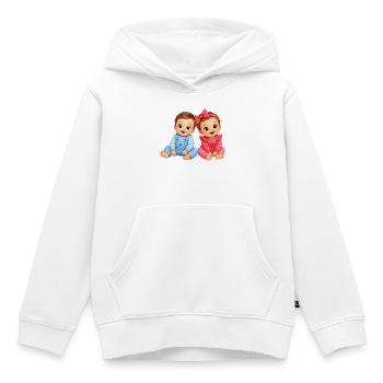 Petit Petit Garçon - Sweat Premium à capuche enfant bio - blanc - Devant - AI Model Kid Female (0cm)