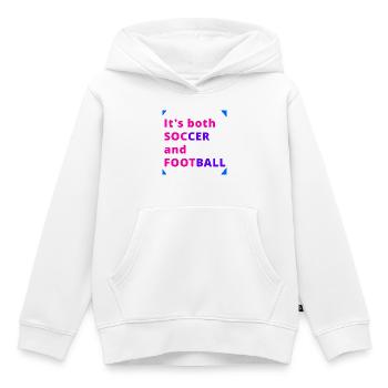 Soccer and Football Dual Design - Kids Premium Organic Hoodie - white - Front - AI Model Kid Female (0cm)