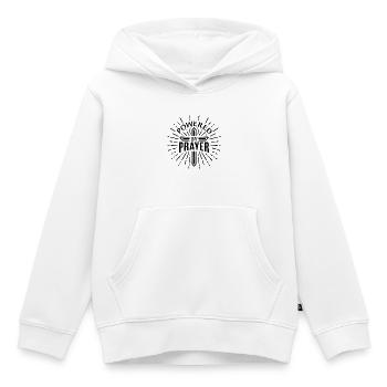 Propulsé par la croix chrétienne de prière - Sweat Premium à capuche enfant bio - blanc - Devant - AI Model Kid Female (0cm)
