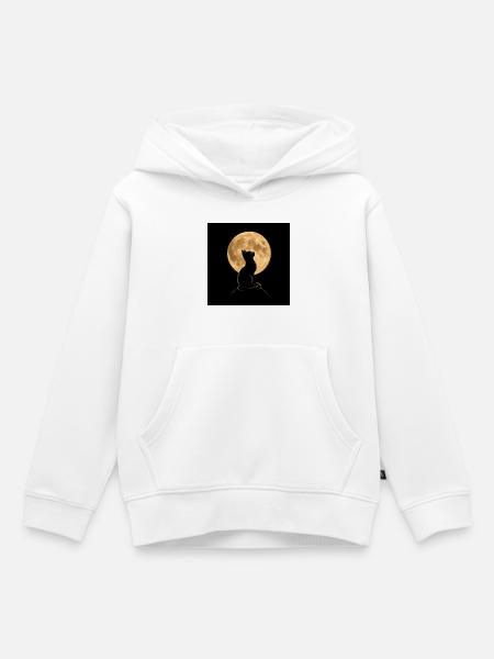 Wolfssilhouette unter Vollmond - Kinder Premium Organic Hoodie - Weiß