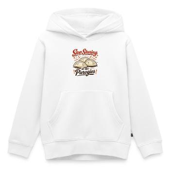 Retro Pierogi Print - Stop Staring At My Art - Kinder Premium Organic Hoodie - Weiß - Vorne - AI Model Kid Female (0cm)