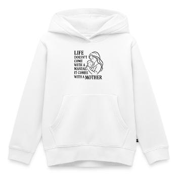 Life comes with a mother – Mutterliebe Design - Kinder Premium Organic Hoodie - Weiß - Vorne - AI Model Kid Female (0cm)