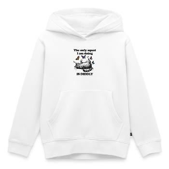 Lazy Fitness Cat with Butterflies - Kids Premium Organic Hoodie - white - Front - AI Model Kid Female (0cm)