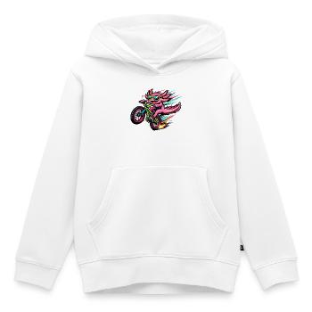 Flaming Axolotl Cyclist - Kids Premium Organic Hoodie - white - Front - AI Model Kid Female (0cm)
