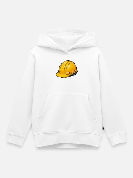 Gelber Bauhelm Cartoon Stil - Kinder Premium Organic Hoodie - Weiß