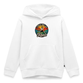 J'Peux Pas J'ai Tennis Humour Vintage - Sweat Premium à capuche enfant bio - blanc - Devant - AI Model Kid Female (0cm)