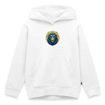 Logo clipart de personnage de personnage de dessin animé mascotte Bison Kawaii - Sweat Premium à capuche enfant bio - blanc - Devant - AI Model Kid Female (0cm)