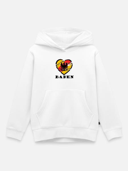 Herzmotiv Badnerland - Kinder Premium Organic Hoodie - Weiß