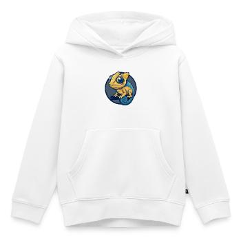 Insigne de logo clipart de la mascotte Kawaii de Caméléon Kawaii - Sweat Premium à capuche enfant bio - blanc - Devant - AI Model Kid Female (0cm)