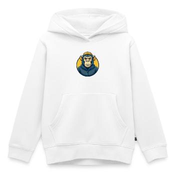 Schimpanse Kawaii Maskottchen-Cartoon-Clipart-Logo - Kinder Premium Organic Hoodie - Weiß - Vorne - AI Model Kid Female (0cm)