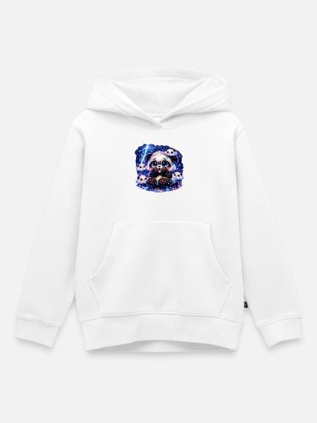 Gewitter‑Angst‑Panda – Süß, panisch & flauschig - Kinder Premium Organic Hoodie - Weiß