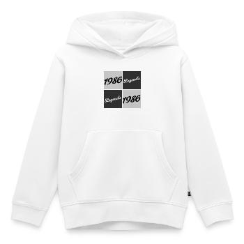 1986 Legends Script Collage - Kinder Premium Organic Hoodie - Weiß - Vorne - AI Model Kid Female (0cm)