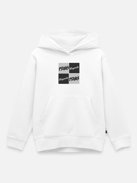 1986 Legends Script Collage - Kinder Premium Organic Hoodie - Weiß