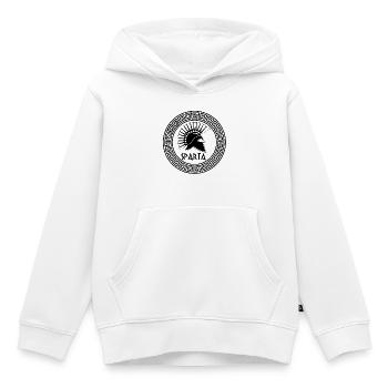 Guerrier spartiate noir - Sweat Premium à capuche enfant bio - blanc - Devant - AI Model Kid Female (0cm)