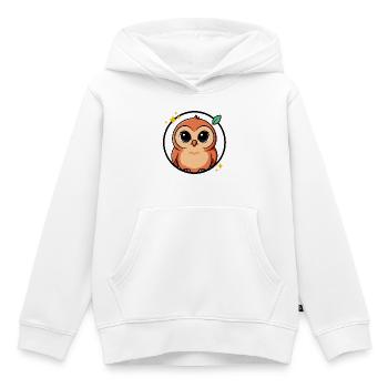 Hibou mignon - Sweat Premium à capuche enfant bio - blanc - Devant - AI Model Kid Female (0cm)