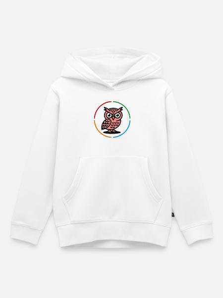 Eule im Farbkreis - Kinder Premium Organic Hoodie - Weiß