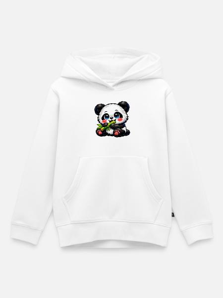 Cute Bamboo Panda - Kinder Premium Organic Hoodie - Weiß