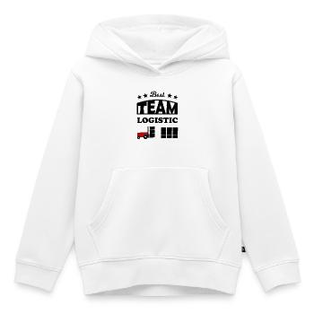Équipe logistique - Sweat Premium à capuche enfant bio - blanc - Devant - AI Model Kid Female (0cm)