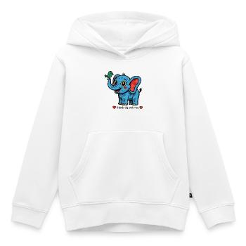 Éléphant et oiseau – petits et grands amis - Sweat Premium à capuche enfant bio - blanc - Devant - AI Model Kid Female (0cm)