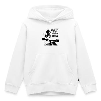 La gravité est mon design préféré de VTT Force - Sweat Premium à capuche enfant bio - blanc - Devant - AI Model Kid Female (0cm)