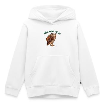 Hibou avec sac à dos - Sweat Premium à capuche enfant bio - blanc - Devant - AI Model Kid Female (0cm)