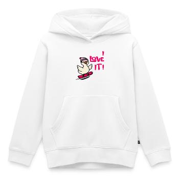 Goose Love Skiing - Kids Premium Organic Hoodie - white - Front - AI Model Kid Female (0cm)