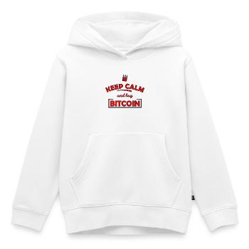 Keep Calm Bitcoin Print - Kinder Premium Organic Hoodie - Weiß - Vorne - AI Model Kid Female (0cm)