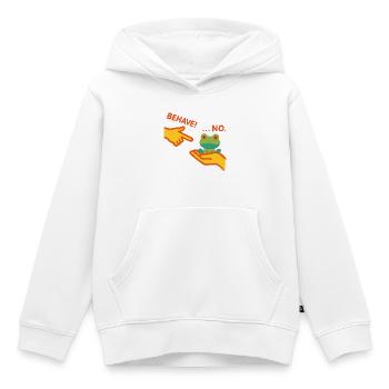 Grenouille défiant - Sweat Premium à capuche enfant bio - blanc - Devant - AI Model Kid Female (0cm)