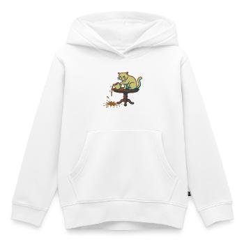 Le chat renverse la tasse - Sweat Premium à capuche enfant bio - blanc - Devant - AI Model Kid Female (0cm)