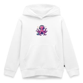 Octopus DJ with headphones on turntable - Kids Premium Organic Hoodie - white - Front - AI Model Kid Female (0cm)