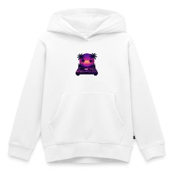 Vinyl Sunset Beach Palm Tree - Kids Premium Organic Hoodie - white - Front - AI Model Kid Female (0cm)