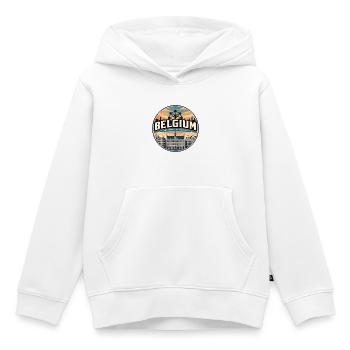 Insigne rétro belge de Bruxelles Grand Place - Sweat Premium à capuche enfant bio - blanc - Devant - AI Model Kid Female (0cm)