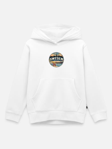 Retro Sweden Dala Pferde-Reiseabzeichen - Kinder Premium Organic Hoodie - Weiß