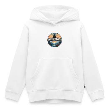 Retro Norway Fjord Stavkirchenabzeichen - Kinder Premium Organic Hoodie - Weiß - Vorne - AI Model Kid Female (0cm)