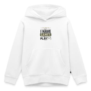 J’adorerais, mais j’ai des jeux à jouer - Sweat Premium à capuche enfant bio - blanc - Devant - AI Model Kid Female (0cm)