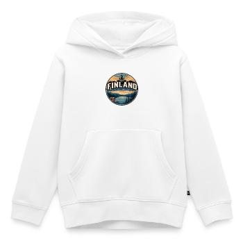 Emblème du sauna de la forêt de Finlande rétro - Sweat Premium à capuche enfant bio - blanc - Devant - AI Model Kid Female (0cm)