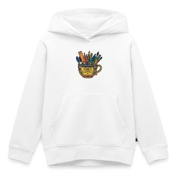 Une tasse joyeuse pleine d’outils créatifs - Sweat Premium à capuche enfant bio - blanc - Devant - AI Model Kid Female (0cm)