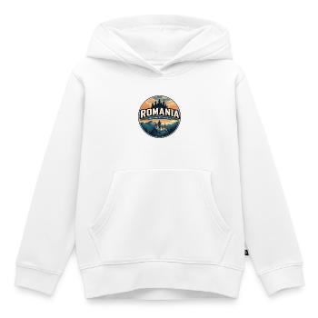 Retro Romania Bran Castle Badge - Kids Premium Organic Hoodie - white - Front - AI Model Kid Female (0cm)