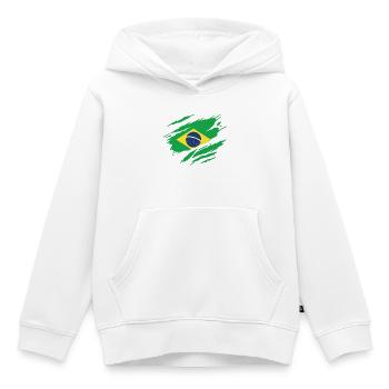 Brésil Drapeau Brésilien Brésilienne - Sweat Premium à capuche enfant bio - blanc - Devant - AI Model Kid Female (0cm)