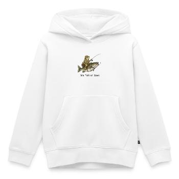 Nous pêchons chez Dawn Frog Angler - Sweat Premium à capuche enfant bio - blanc - Devant - AI Model Kid Female (0cm)