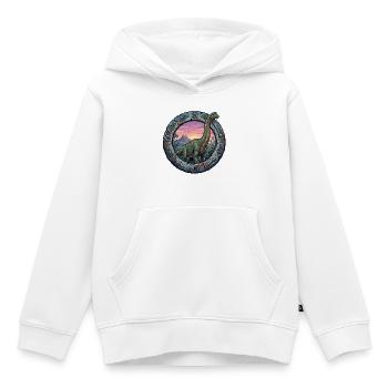 Brachiosaurus dans l’anneau volcanique - Sweat Premium à capuche enfant bio - blanc - Devant - AI Model Kid Female (0cm)