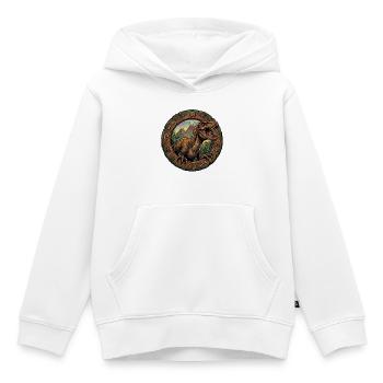 T Rex Dino dans l’anneau fossile - Sweat Premium à capuche enfant bio - blanc - Devant - AI Model Kid Female (0cm)