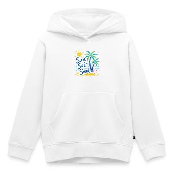 Sable de sel au soleil – Motif de palmiers de plage d’été - Sweat Premium à capuche enfant bio - blanc - Devant - AI Model Kid Female (0cm)