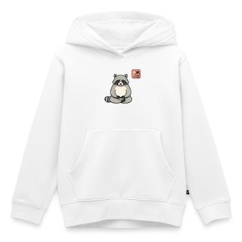 Funny Meditating Raccoon Zen Humour Gift - Kids Premium Organic Hoodie - white - Front - AI Model Kid Female (0cm)