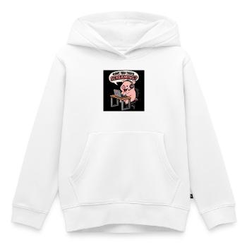 Pig at the headset desk - Kids Premium Organic Hoodie - white - Front - AI Model Kid Female (0cm)