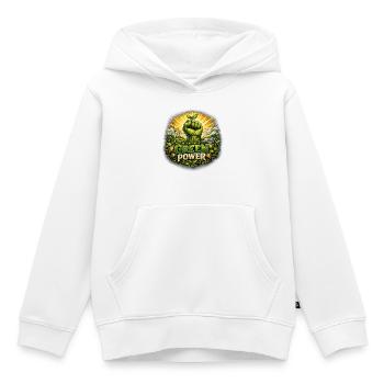 Green Power : Poings Focus Environnementaux - Sweat Premium à capuche enfant bio - blanc - Devant - AI Model Kid Female (0cm)